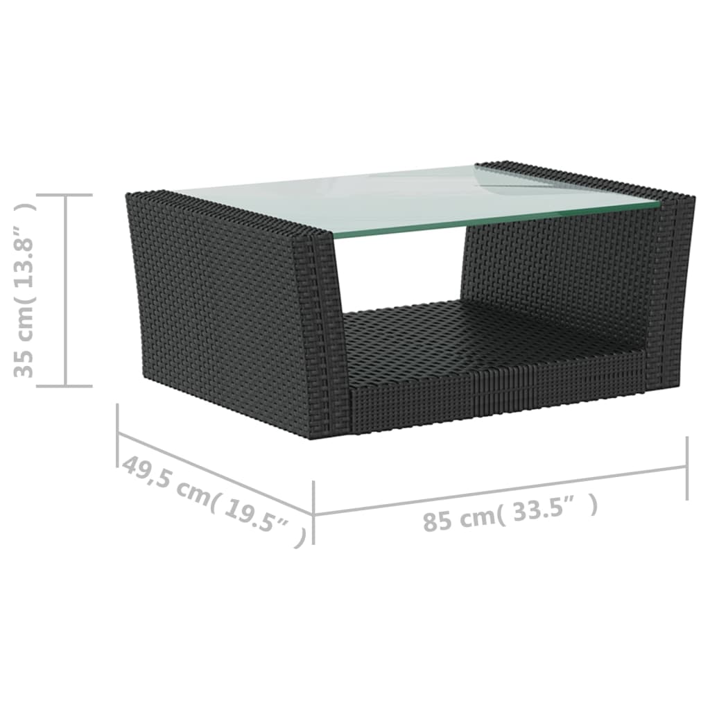 8-tlg. Garten-Lounge-Set mit Auflagen Poly Rattan Schwarz